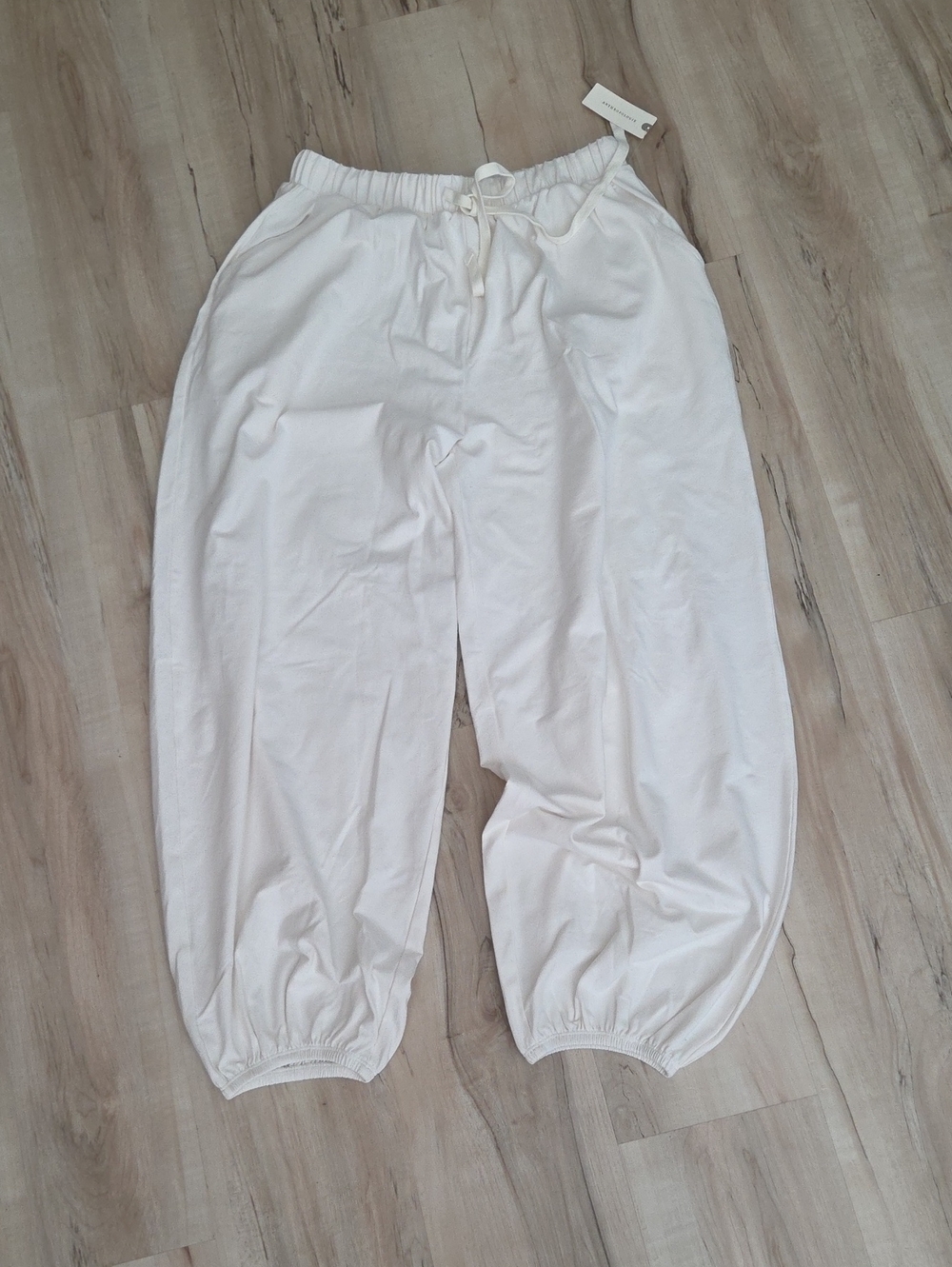 Anthropologie Daily Practice Balloon Wide Leg Drawstring Pants  Off White Cream
